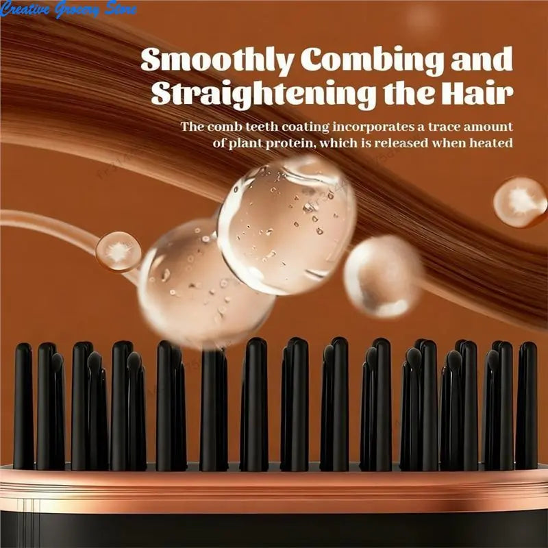 Rechargeable Mini Hair Straightener Brush 2026 3 Heat Settings Portable Cordless Styling Tool for Travel Home